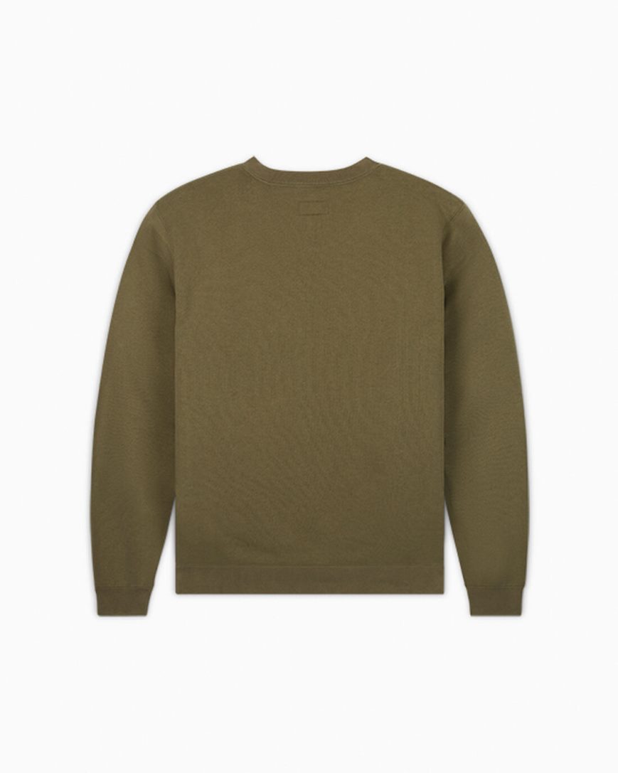 Men's Converse Go-To All Star Patch Standard Fit Fleece Crew Sweatshirts Olive | AU 4806CC